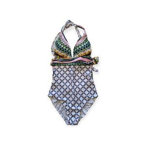 Summer Mae Swimsuit One Piece Women’s Size M Deep V Neck, Cross Back Monokini